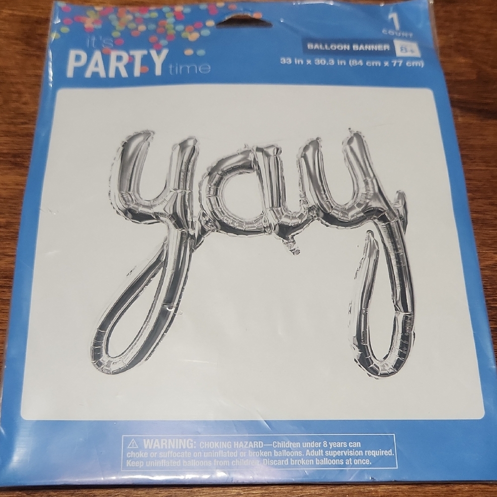 Silver 'Yay' Balloon Banner